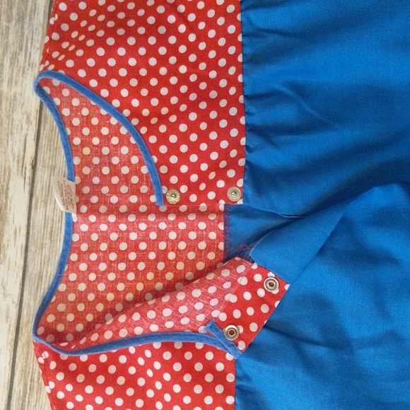 VTG Artistic Creation Red + Blue Apron w/Mushrooms - Picture 7 of 8